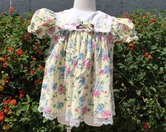 Bryan And Co. Baby Girl Dress Yellow Flowers Sz 2T Pink Blue Easter
