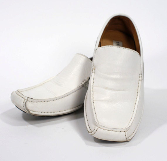 Vintage Men's White Slip On Leather Shoes Steve Madden