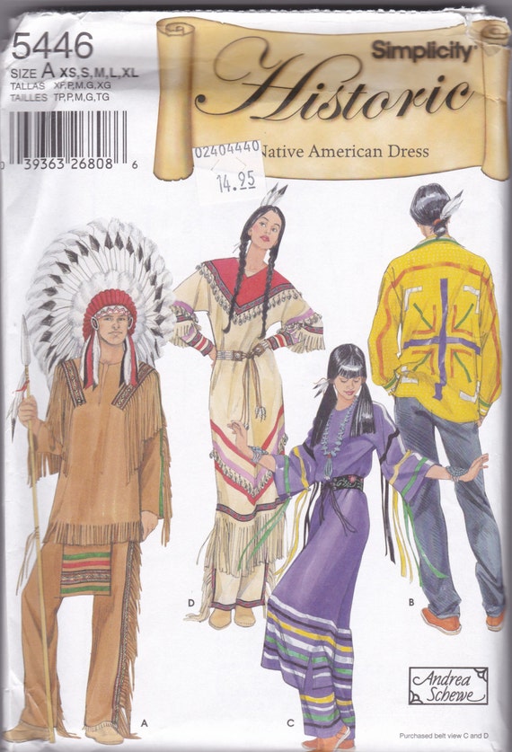 5446 Simplicity Unisex Native American Dress Sewing Pattern