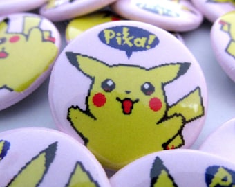 Pikachu Pinback Button Badge Pin 1.5" | Pokemon Yellow | Pokemon Button | Pokemon Badge | Nintendo Button