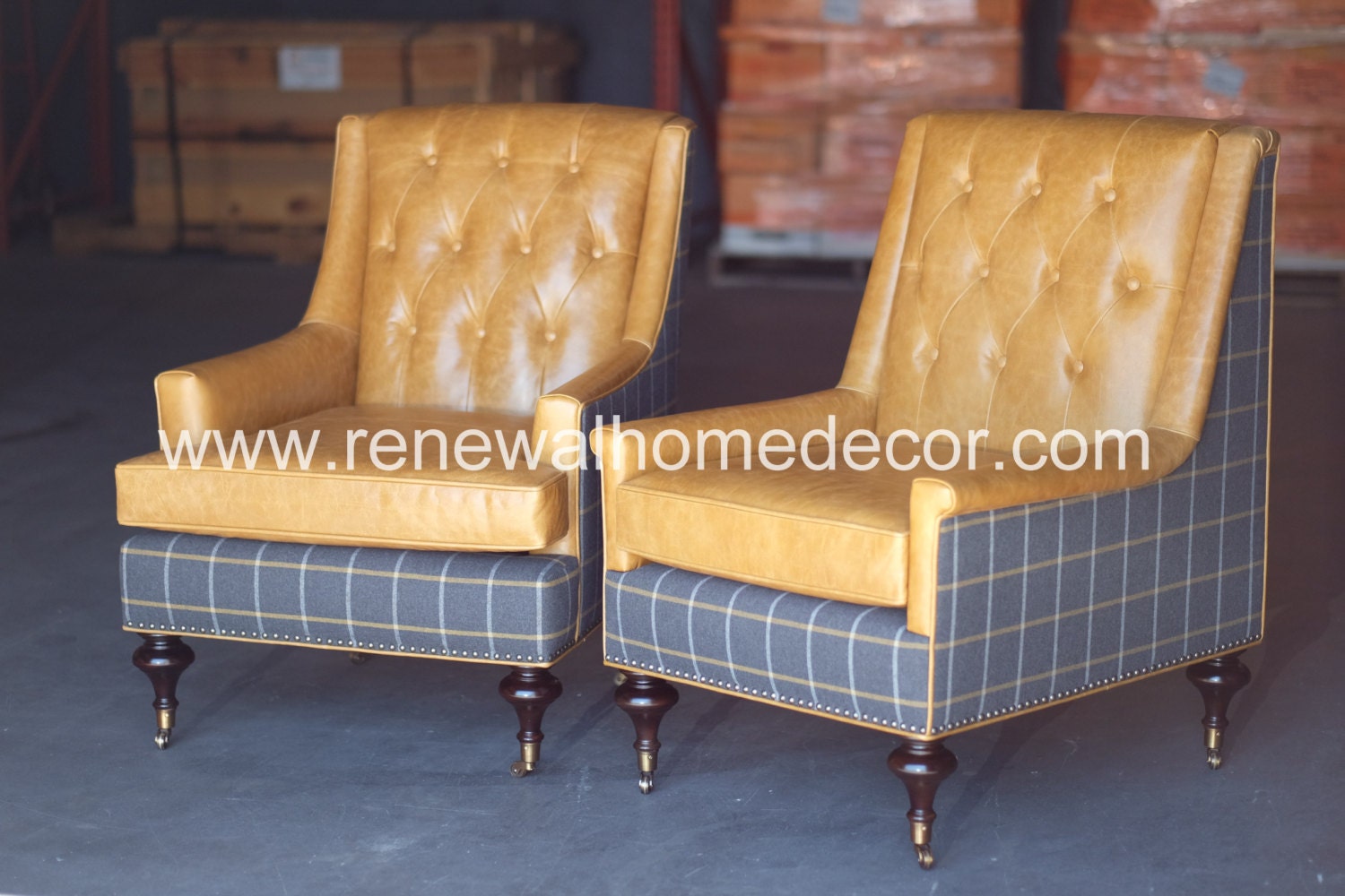 Custom Order Upholstered vintage club chairs