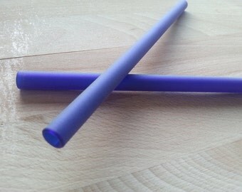 blue "Ice" glass drinking straw, single, straight (10 x 200 mm)