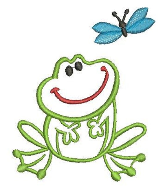 Download Cute Frog Machine Embroidery Design two sizes