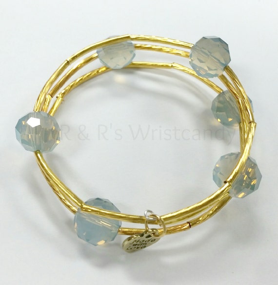 Gold Beaded Coil Bracelet Memory Wire Bracelet by RandRsWristCandy