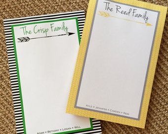 Personalized Family Notepads-Custom Stationary-Paper Pads-Arrows