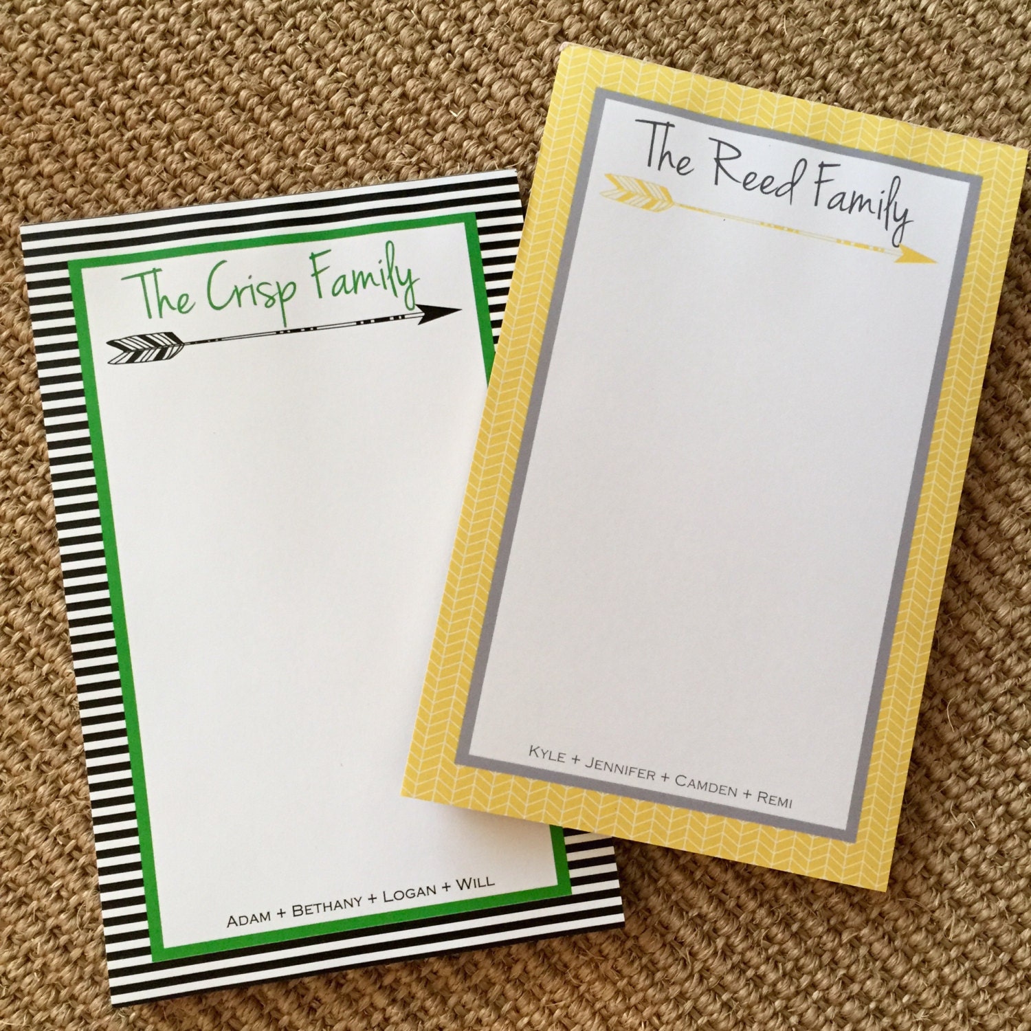 Personalized Family NotepadsCustom StationaryPaper