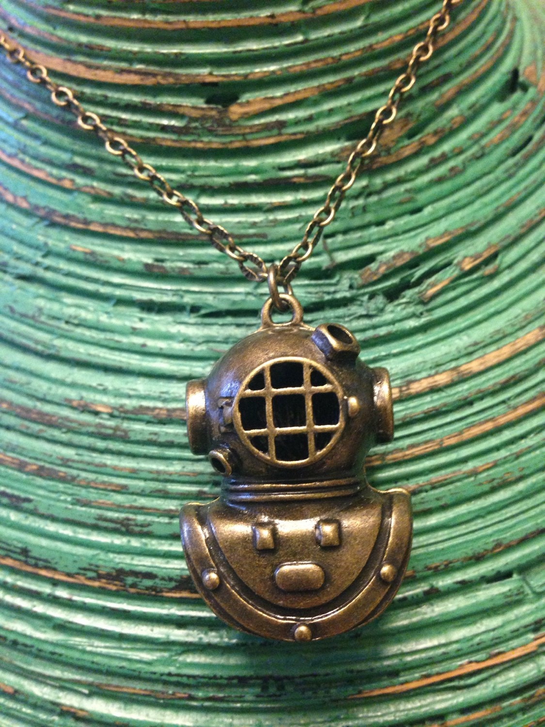 Bronze Diving Helmet Pendant Necklace30 Chain by HouseOfGav