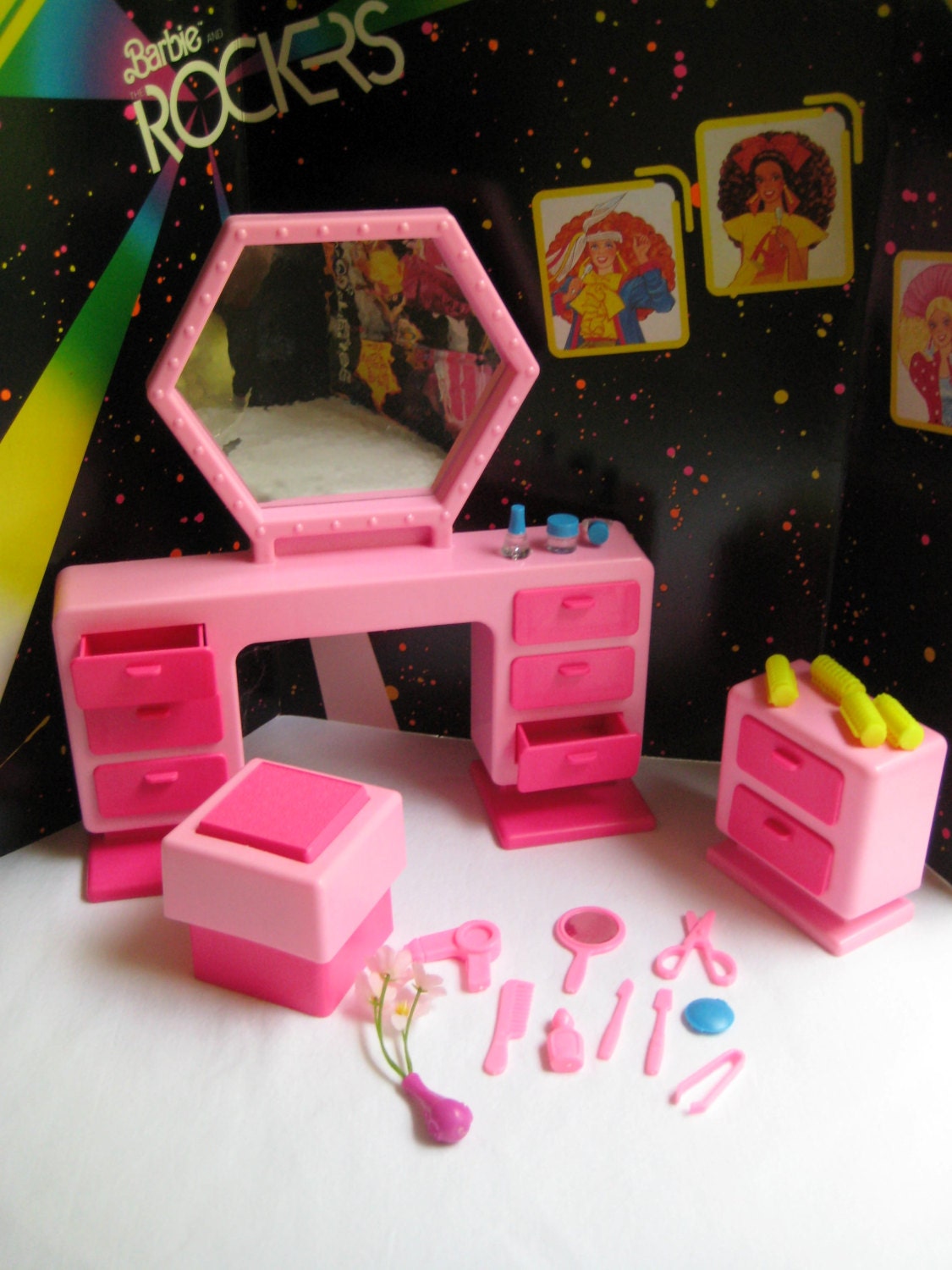 Vintage Barbie Rockers Vanity Set Doll Furniture by missussewnsew