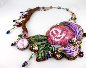 Necklace, BiB, Bead Embroidery