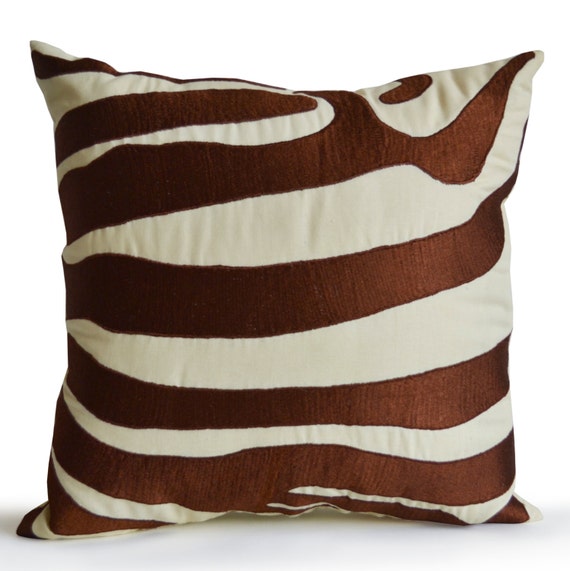 Items similar to Decorative Pillow Cover, Zebra Striped Embroidered Pillows, Animal Pillows ...