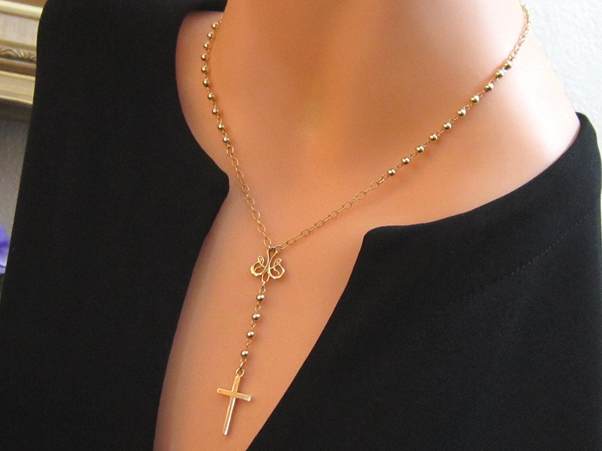 Gold Rosary Necklace Solid 14kt Gold QUALITY AAA QUALITY