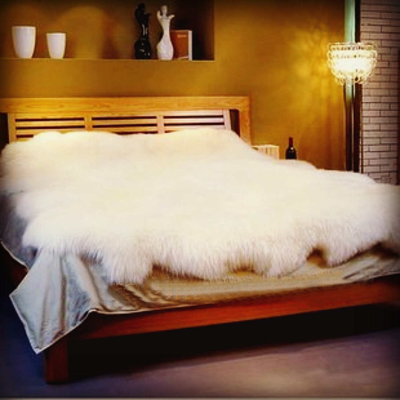 FUR ACCENTS Sheepskin Faux Fur Bedspread Comforter Throw