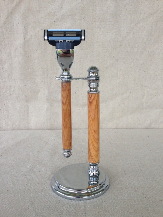 Wooden Handled Razor & Stand by FromTheCreek on Etsy