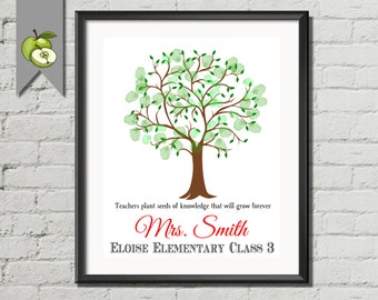 Teacher appreciation Week, thank you teacher, teacher tree, help us grow, Custom Fingerprint tree, Fully personalised, digital, printable