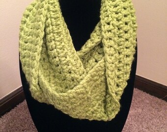Lime Green Bamboo Yarn, Handmade Crochet Infinity Scarf