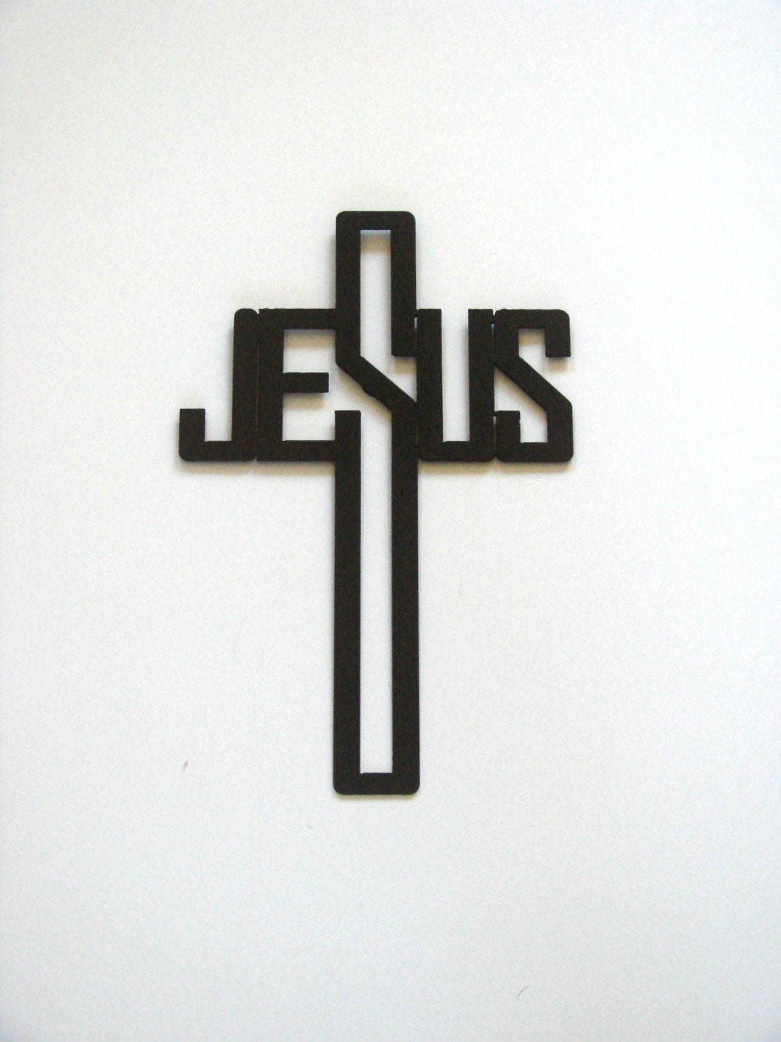 16 Gauge Steel Art Deco Jesus Name Cross Metal Wall Art