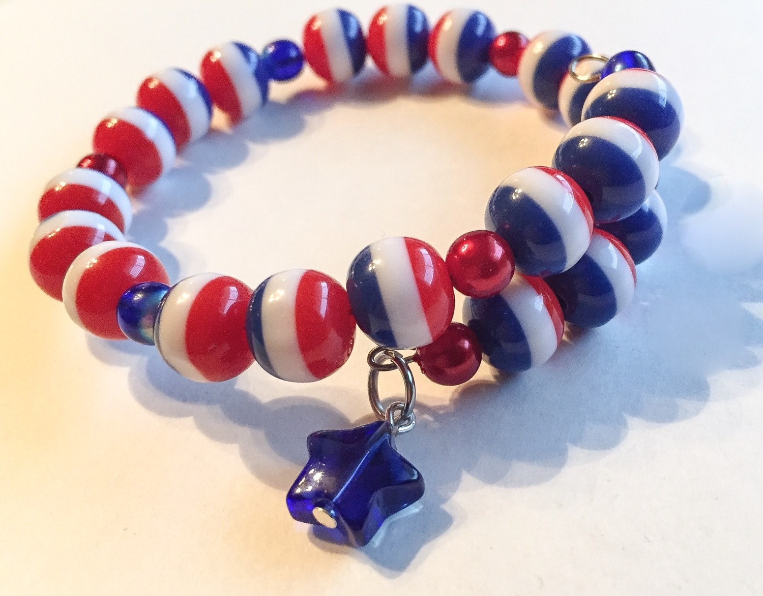 Patriotic memory wire bracelet patriotic bracelet red white