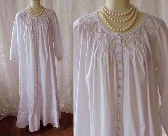 Eileen West Nightgown Victorian Style Lace Insertion Full