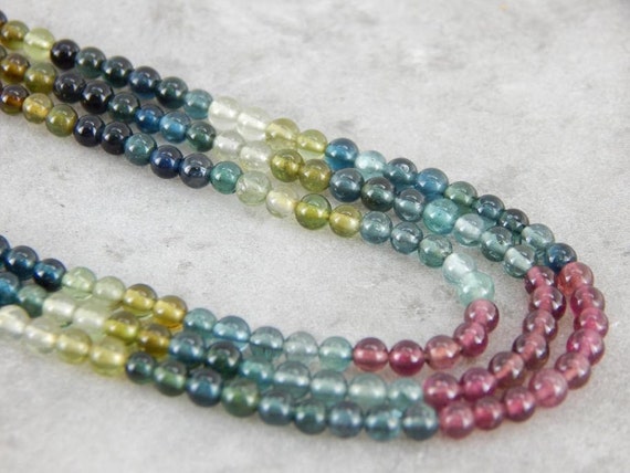 Cool Toned Tourmaline Beaded Necklace WE9L00-P