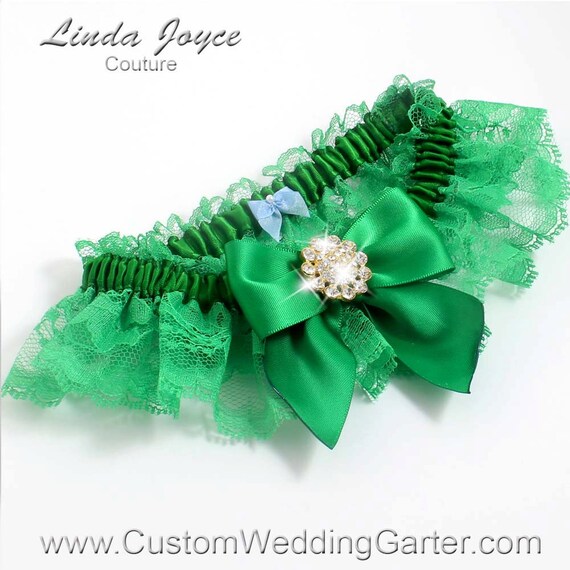 Items similar to Green Wedding Garters Vintage Bridal Lace Garter