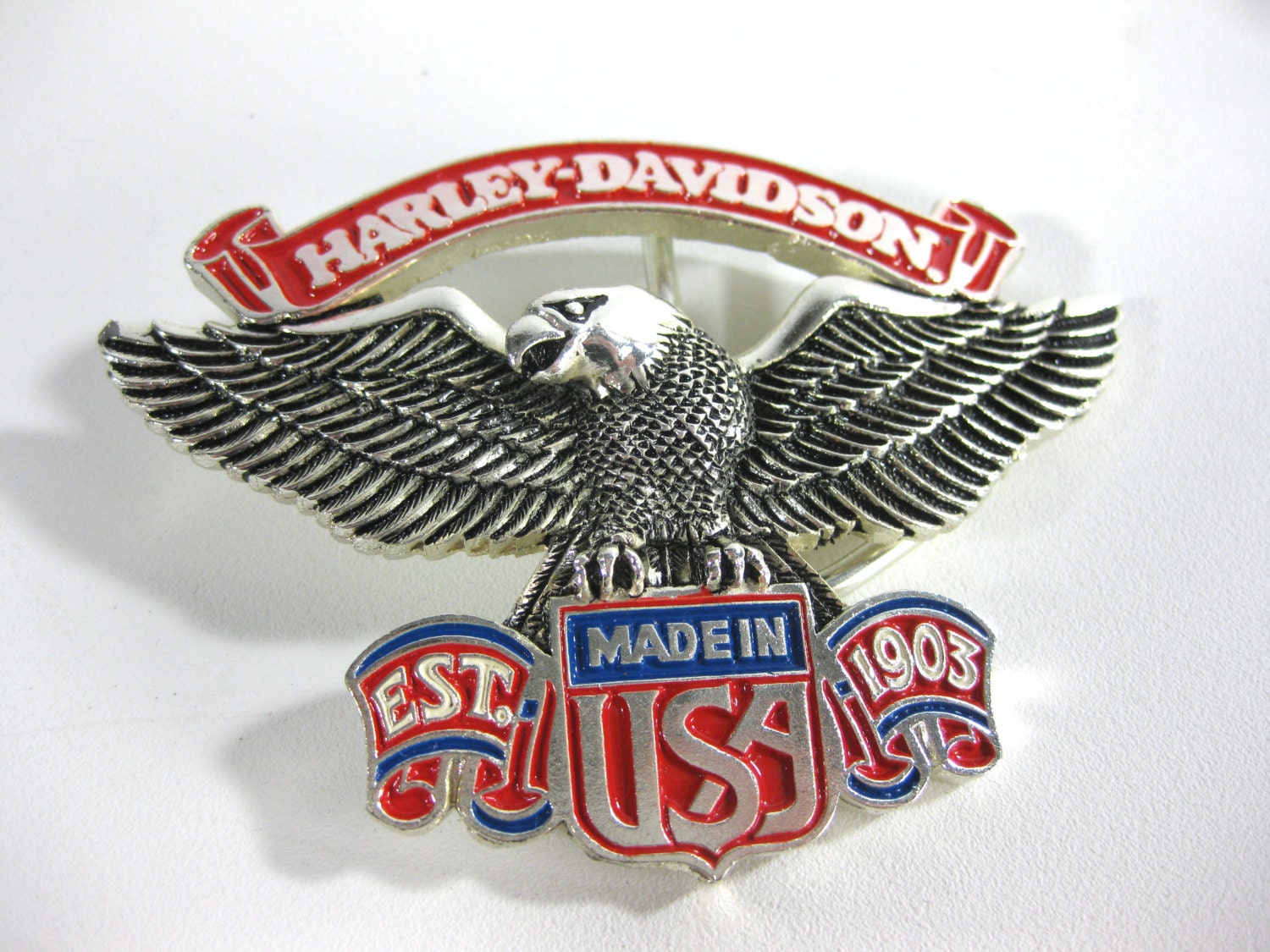 Vintage Harley Davidson Belt Buckle Eagle USA Motorcycle