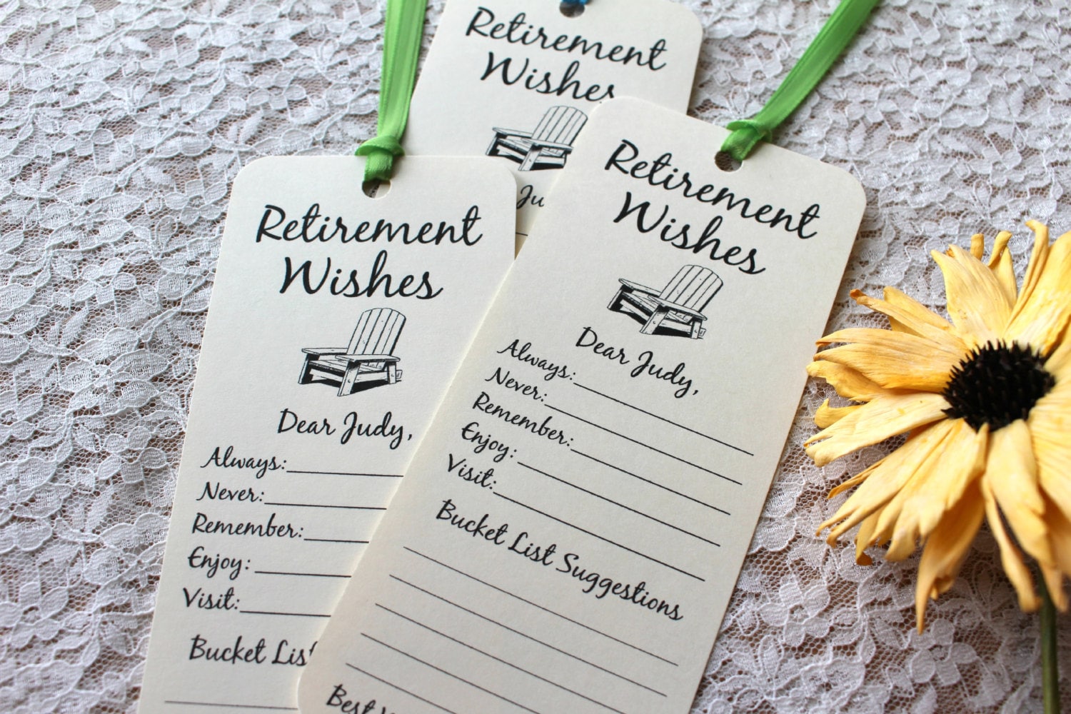 Set of 8 Retirement Wishing Tree Tags / Bookmarks / Retirement
