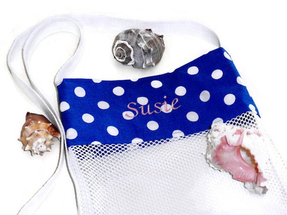 Personalized Bag, Mesh Beach Shelling or Pool Toy Bag, Unisex