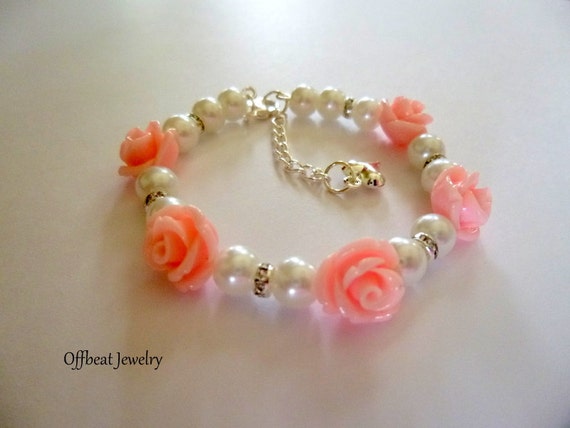Flower Girl Bracelet Pearl Flower Girl Bracelet by BuyMeBling