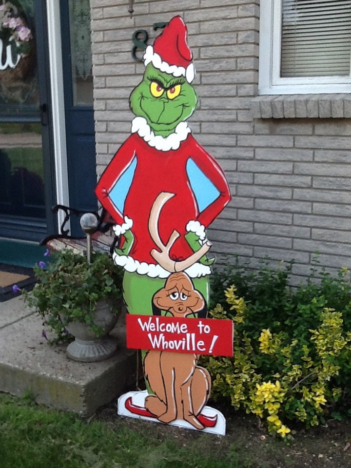 Grinch and Max Yard Art Welcome Sign Personalized