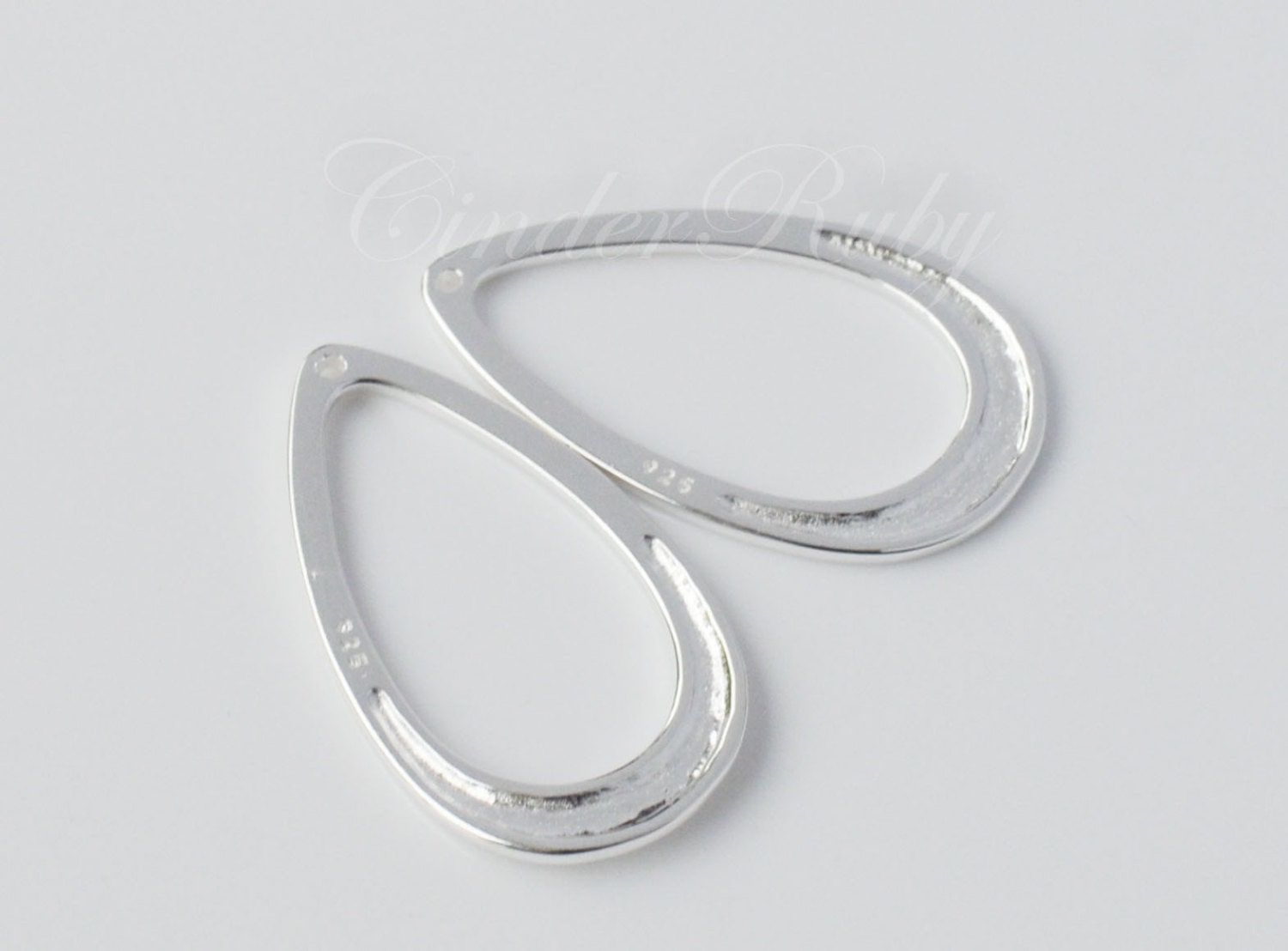 Sterling Silver Teardrop Link with Loop on Top,925 Silver teardrop