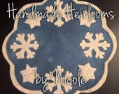 OOAK Buttermilk Basin's "February" candle mat completed 100% wool