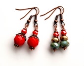 Two Pairs of earrings in one purchase,Czech Glass beads and Copper, Boho Style Earrings, Summer style, Resort, Beach bohemian earrings,deal