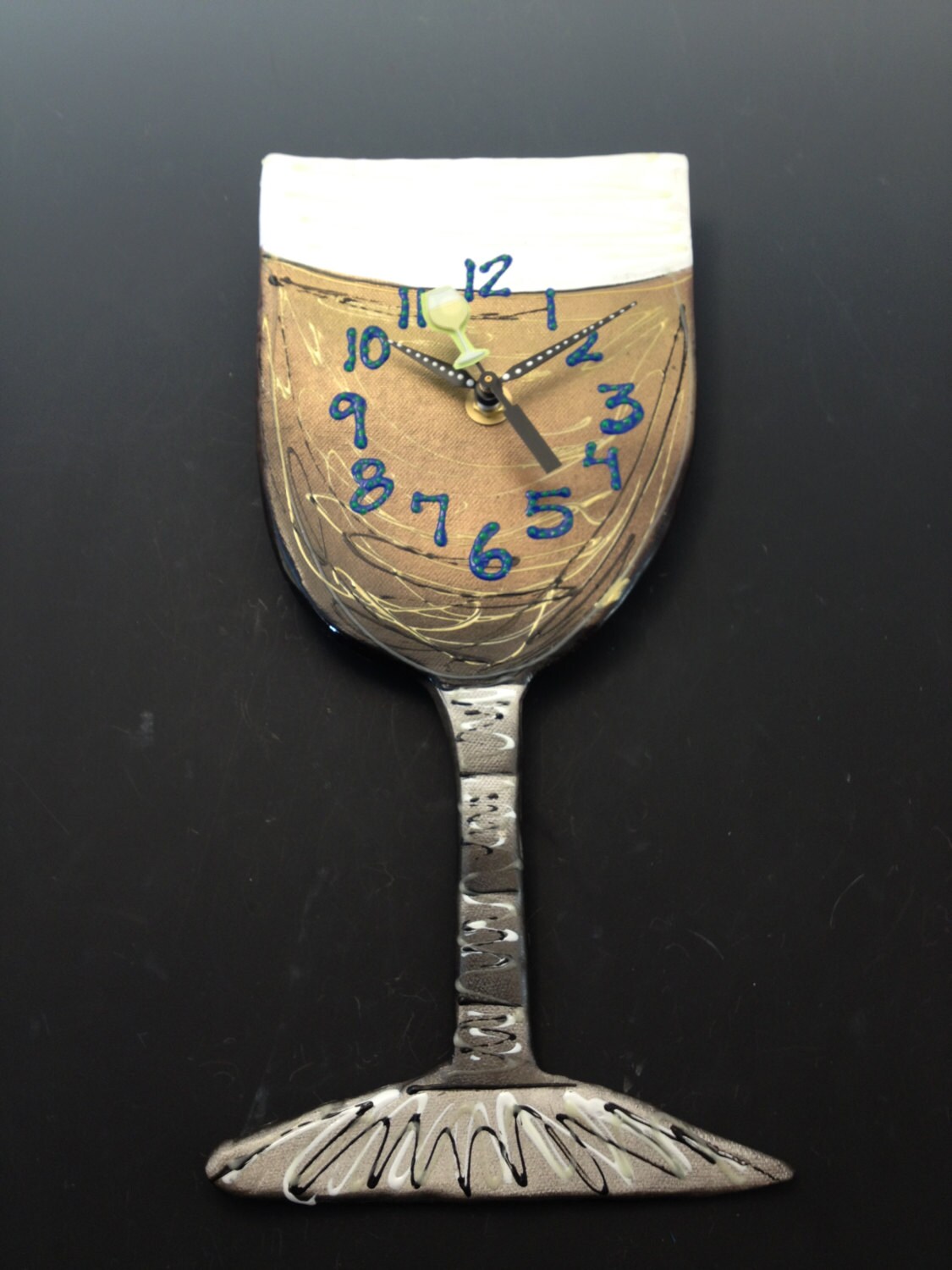 Wall Clock Wine Glass Clock Unique Wall Clock by PondScumCeramics