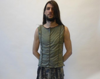 Industrial / cyber tank top / vest with overlock outside available in black or olive