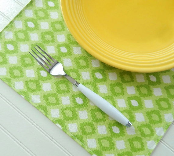 Green Placemats Lime Green Place Mats Green Ikat by Pookadellas