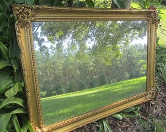 Shabby chic mirror, large mirror, ornate mirror,antique gold mirror, mirror, shabby chic decor,wedding.traditioal style mirror,