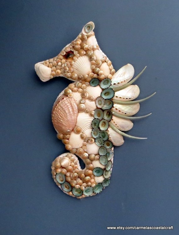 Items similar to Limpet shell sea horse wall art_beach wall hangings ...