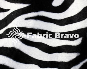 Zebra White Big Stripe Velboa Faux Fur Animal Short Pile Fabric – Sold By The Yard 4422