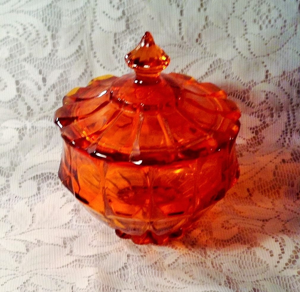 Fenton Orange Glass Candy Dish and Lid by EnticingDesires on Etsy