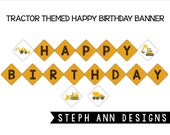 Items similar to Tractor Themed Happy Birthday Banner-Digital Download ...