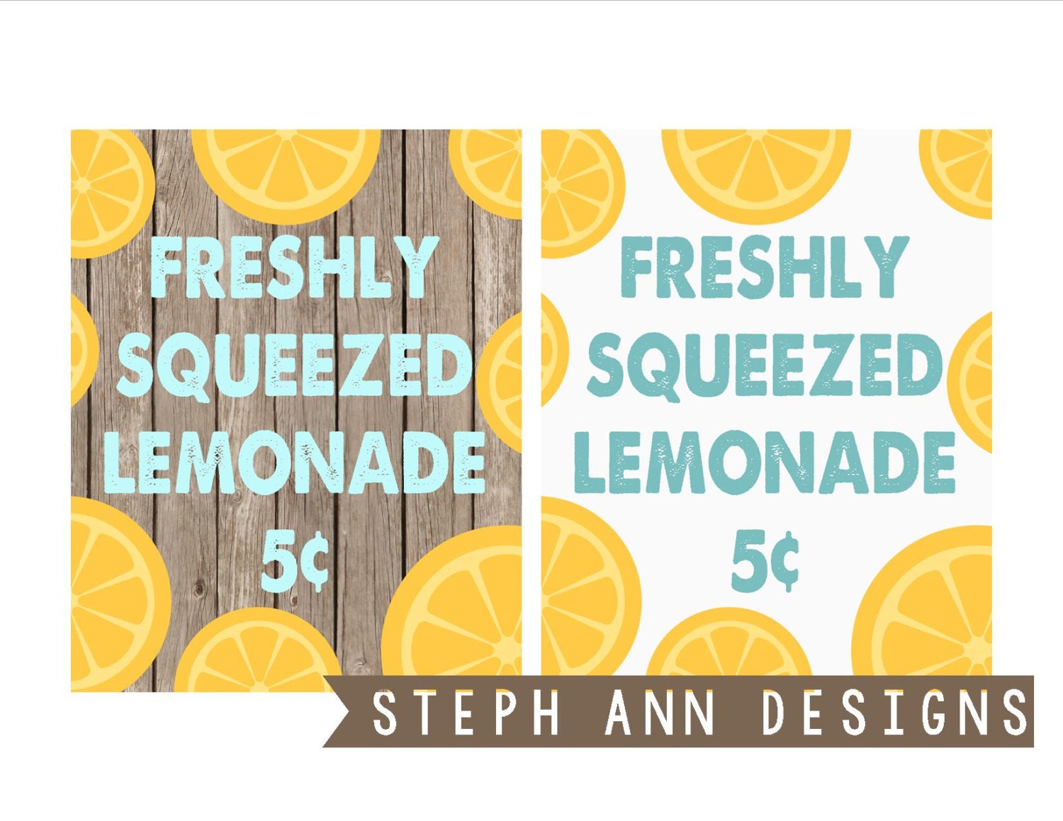 2 Freshly Squeezed Lemonade Printable SignsPrintable 8x10