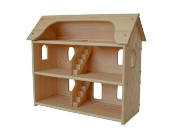 Handcrafted Natural Wooden Toy Dollhouse-Waldorf Dollhouse-Wooden Doll House- Montessori- Wooden Toys- Toy Dollhouse- Pretend Play Dollhouse