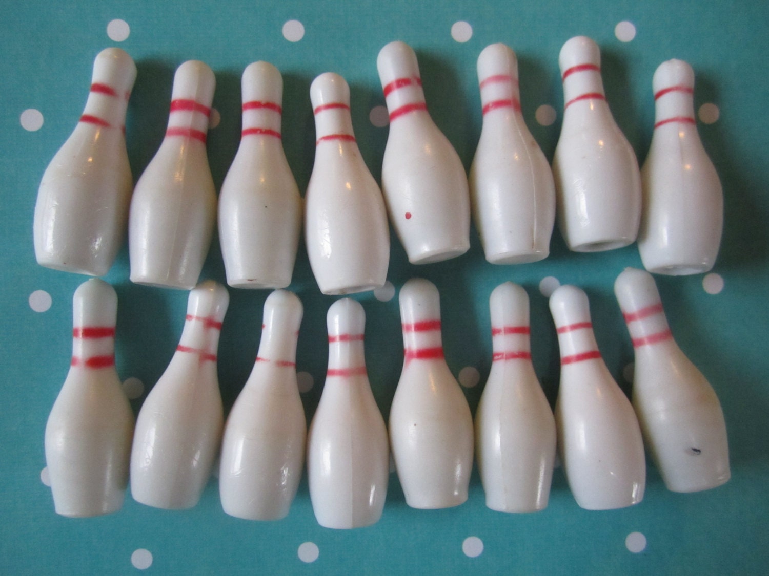 Vintage Hard Plastic Miniature Bowling Pins By Redstarvintage