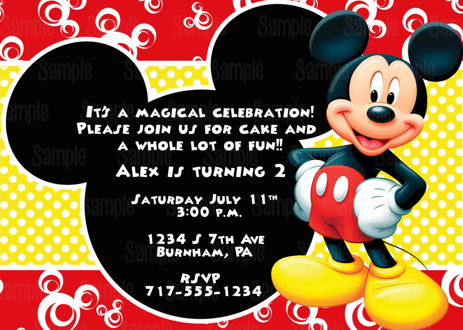 Printable Mickey Mouse Invitation plus FREE blank matching