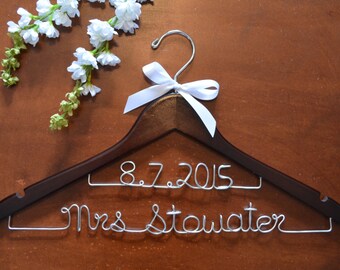 Personalized Double Lined Custom Name Hanger, Bride Wedding Dress Hanger, Wedding Gown Hanger