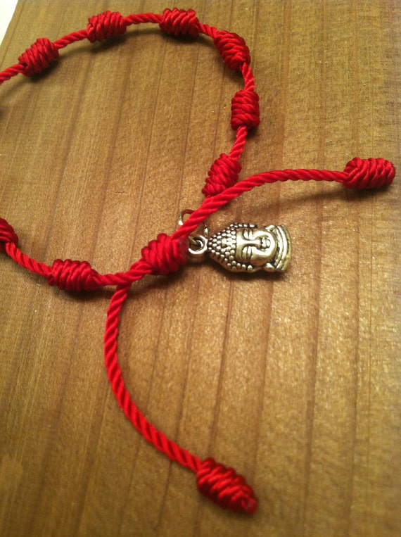 Red string bracelet. Buddha head bracelet. Yoga bracelet.