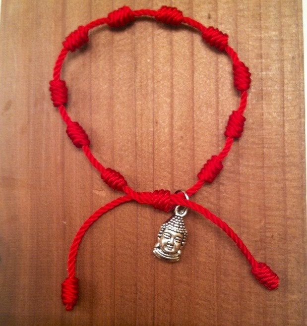 Red string bracelet. Buddha head bracelet. Yoga bracelet.