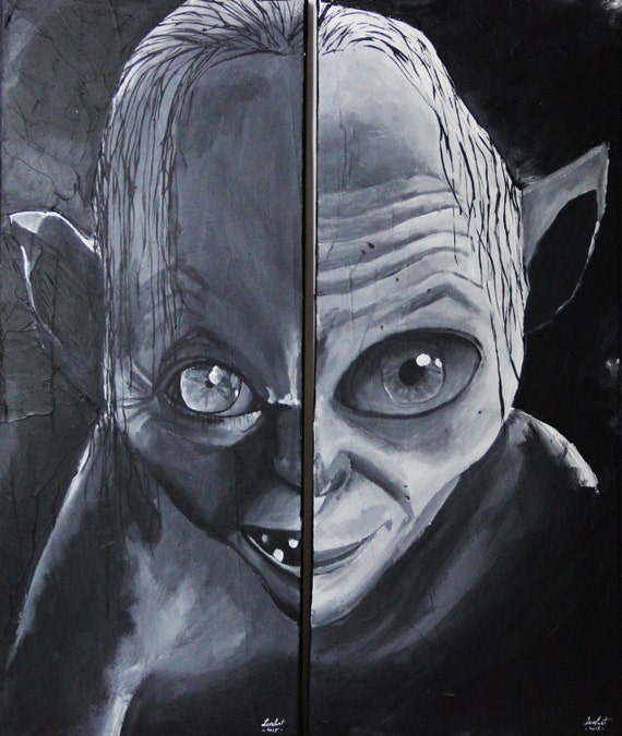 Tableau GOLLUM / SMEAGOL Seigneur des anneaux & par LEVELART34