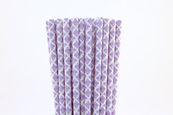 Lavender Damask Paper Straws-Lavender Straws-Damask Straws-Wedding Straws-Party Straws-Shower Straws-Mason Jar Straws-Cake Pop Sticks Il_570xn