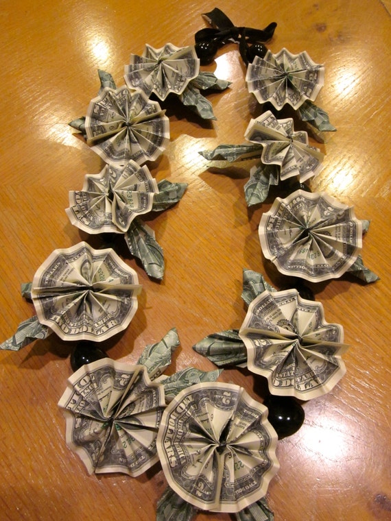 Origami Flowers Money Lei by PCbyMarilyn on Etsy